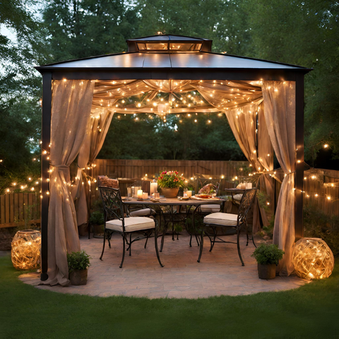 Evening lights at gazebo.