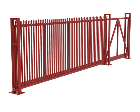 red cantilever gate