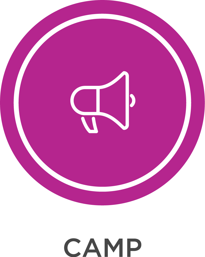 red pink icon depicting a megaphone