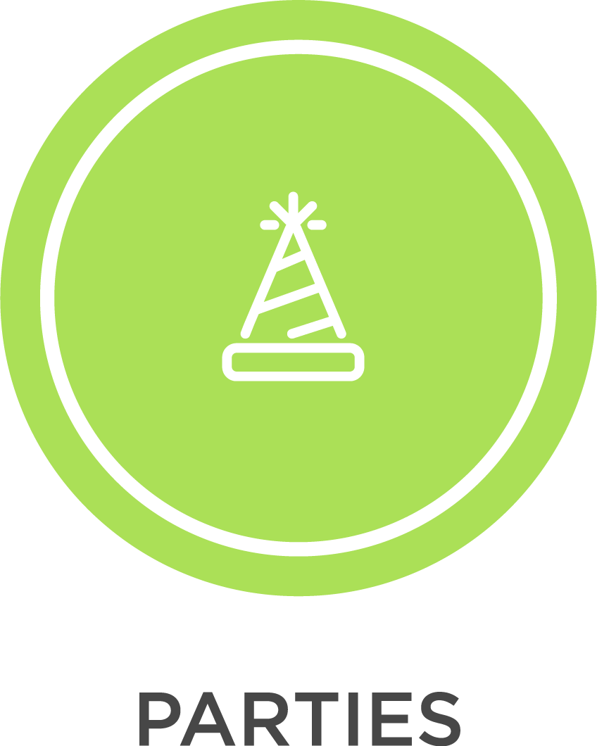 light green icon depicting a party hat