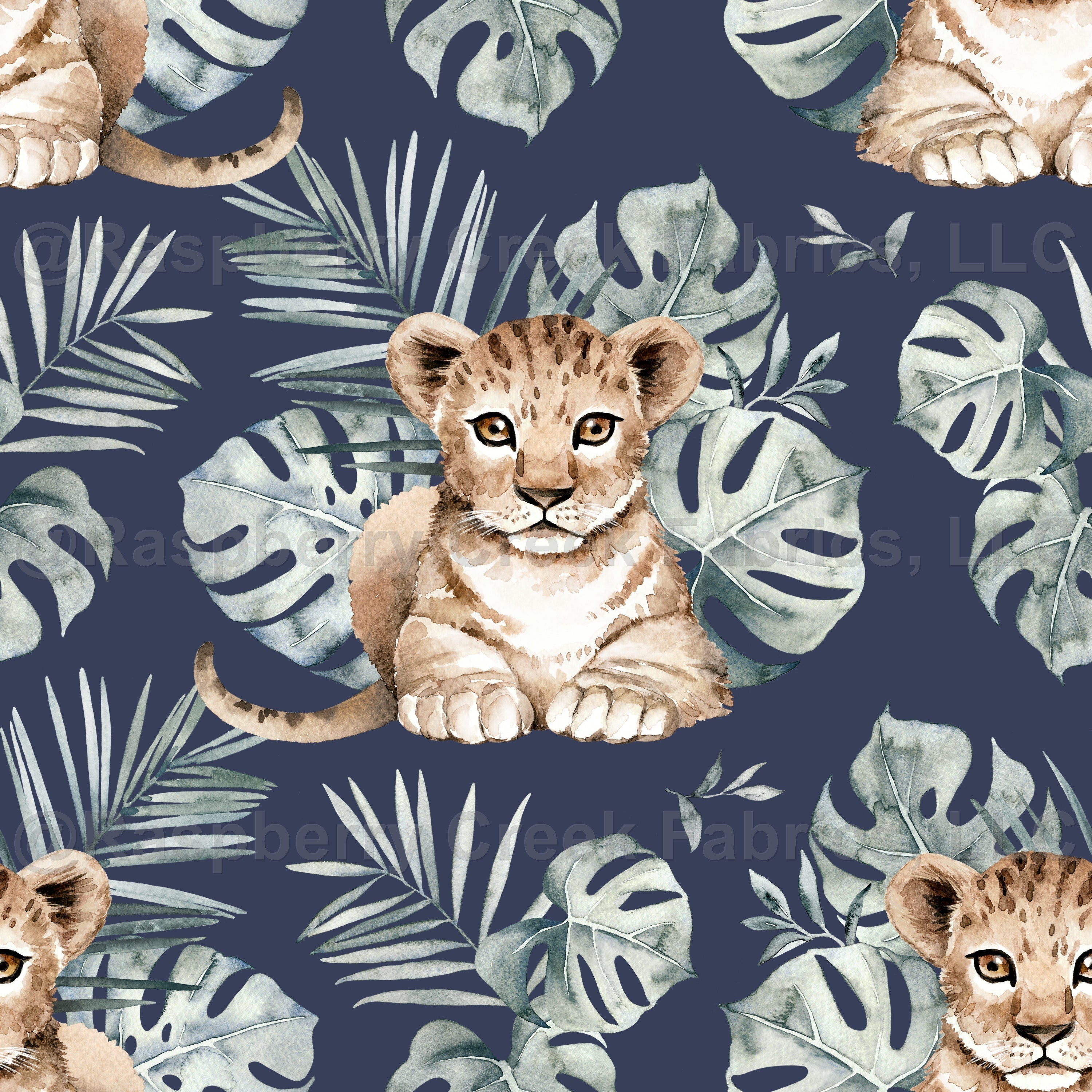 Baby lion by MirabellePrint / Navy background