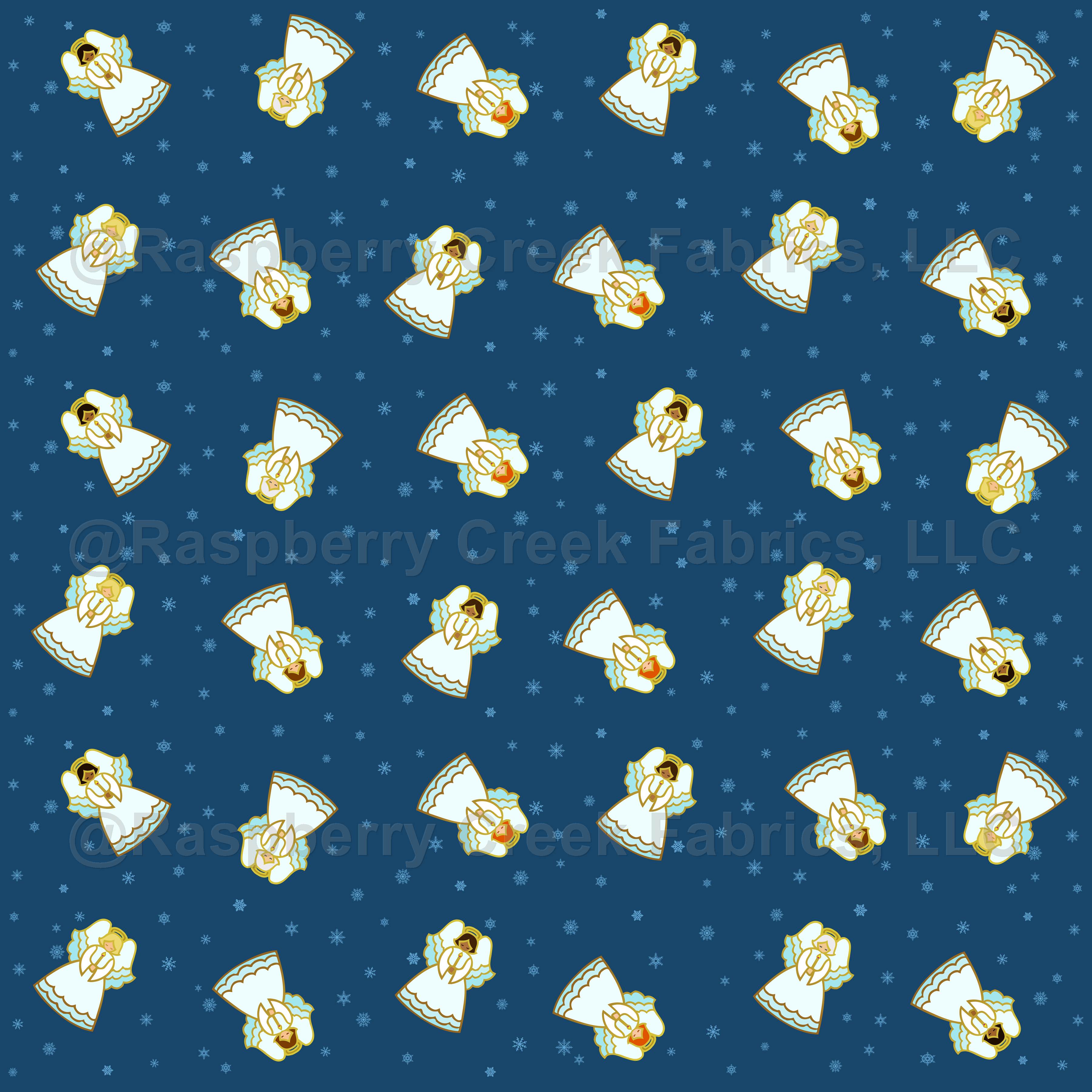 Art Deco Angels Ditsy on Eden Blue