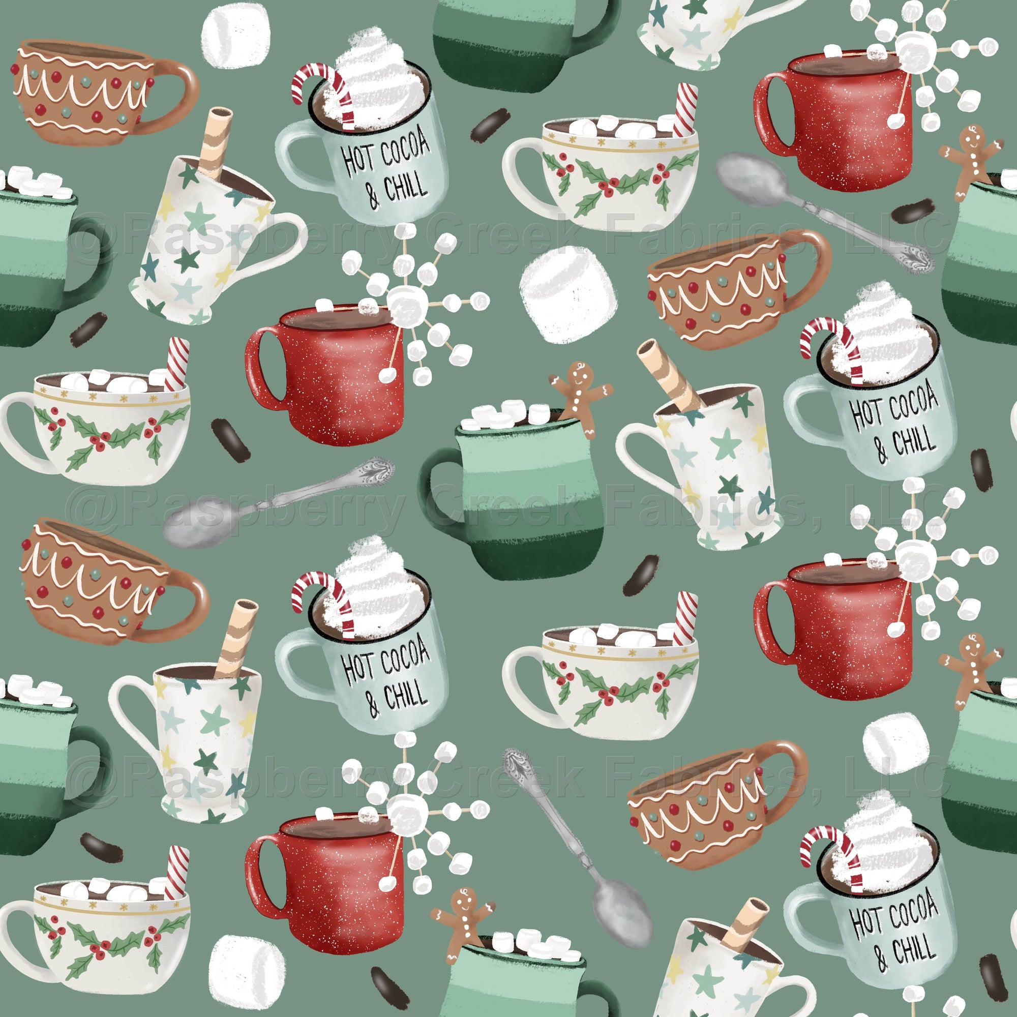 Hello Winter Hot Cocoa Watercolor Floursack Tea Towel – Maddie B Designs