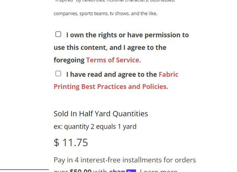 Custom Printing Best Practices Check Box on Raspberry Creek Fabrics Website