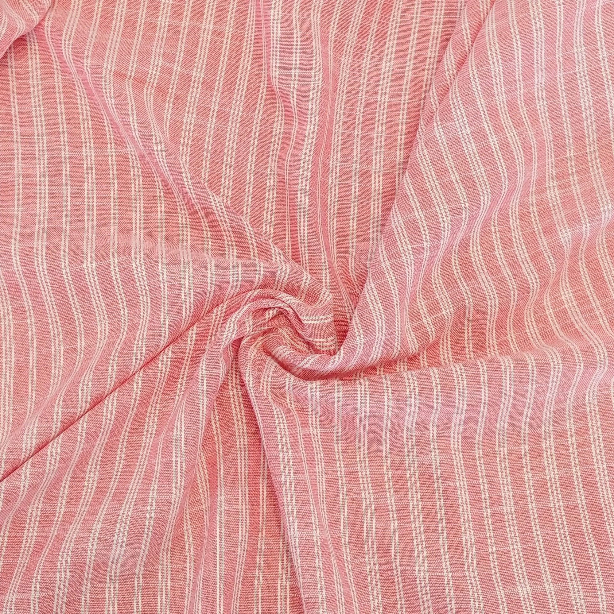 Broad Stripe Linen (Horizontal stripes) Coral/Natural