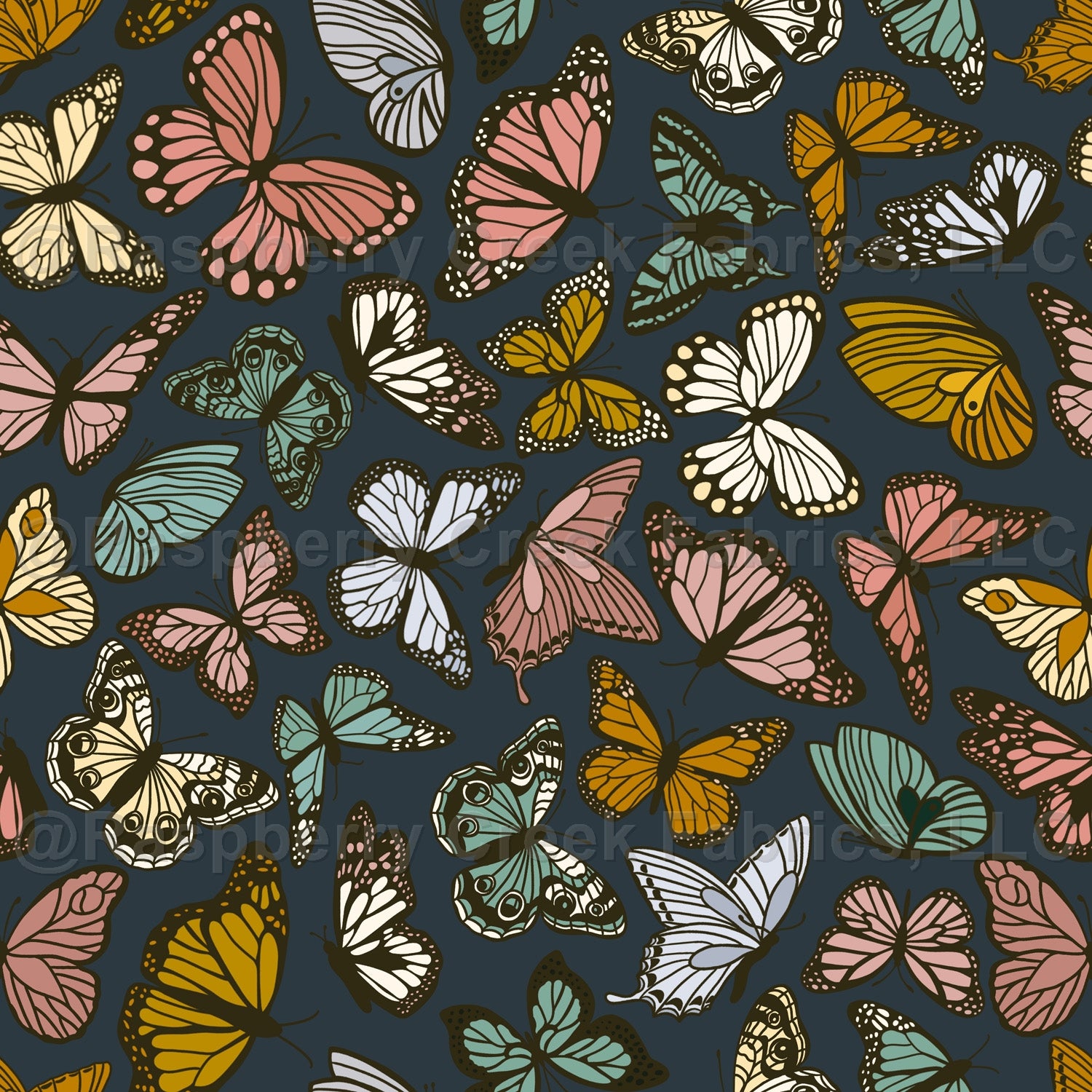 Rainbow Butterflies on Black Fabric By the Yard. Monarch Butterfly Pat –  Crafty Fabrics