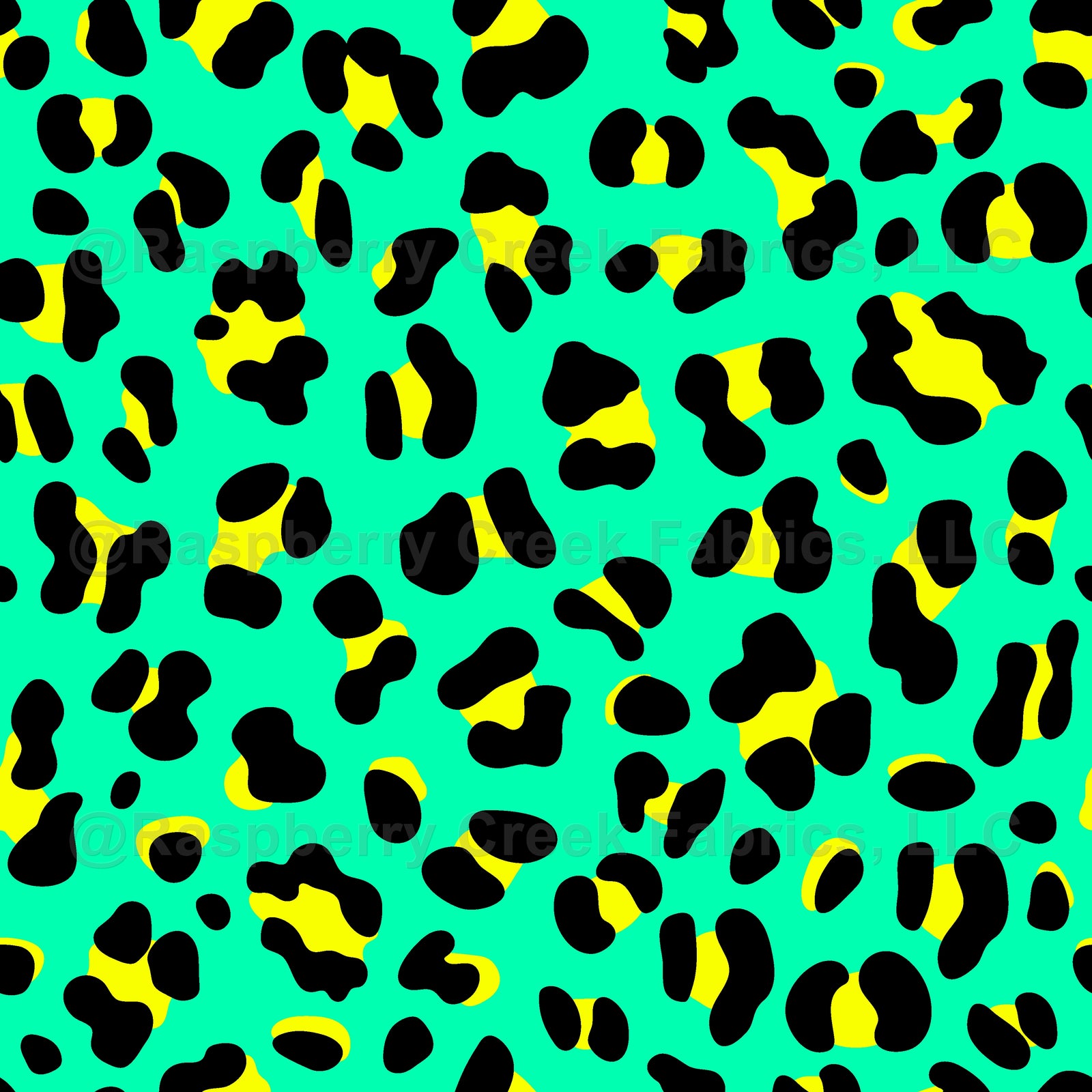 80s Neon Pink and Lime Green Leopard Print Fabric, Raspberry Creek