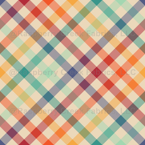 Rainbow Plaid Fabric Bright Colorful Stripes