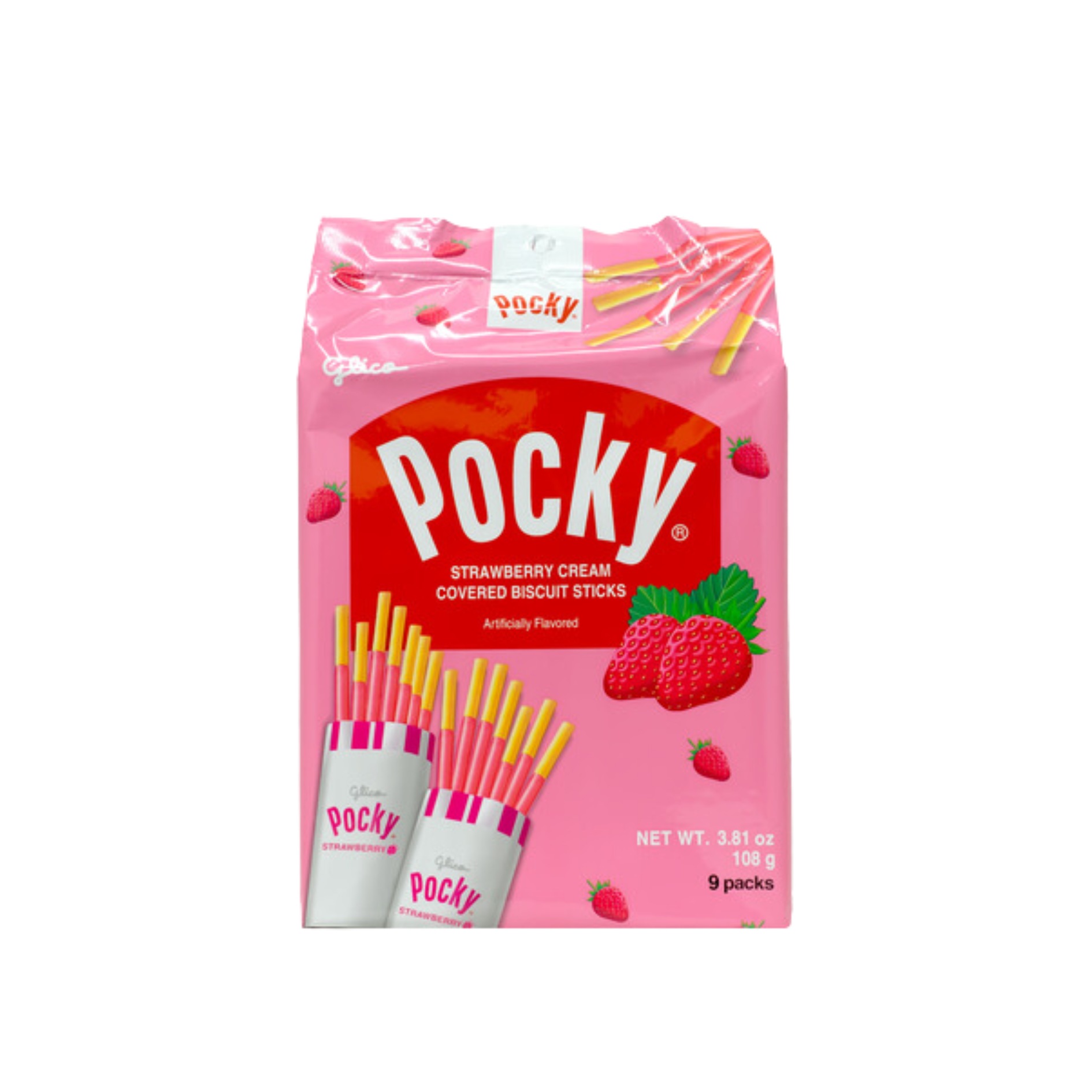 GLICO Pocky Family Size Strawberry Cream Covered Biscuit Sticks 3.81 oz (Japan)