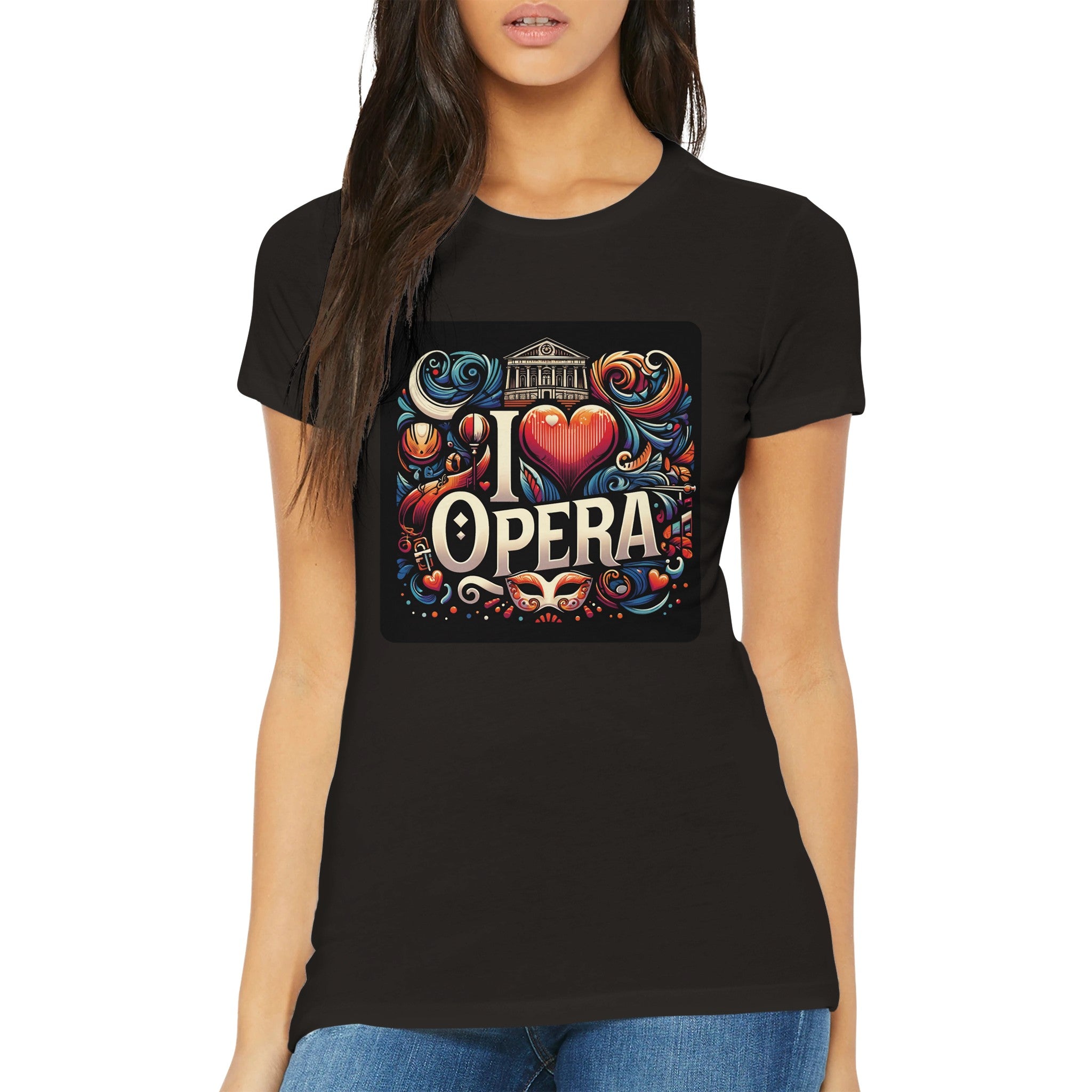 "I love Opera" Premium t-shirt med rund hals til kvinder