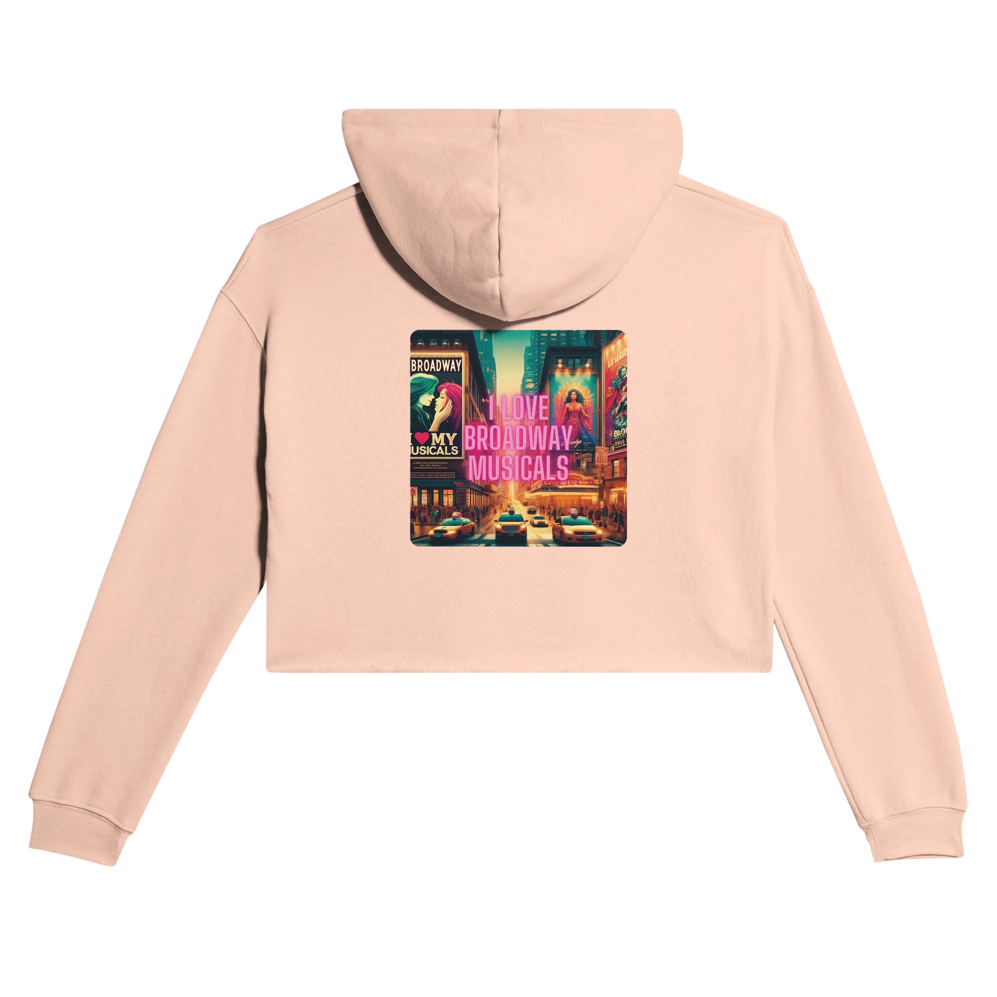 Women's Cropped "I Love Broadway Musical" Hoodie | Bella + Canvas 7502
