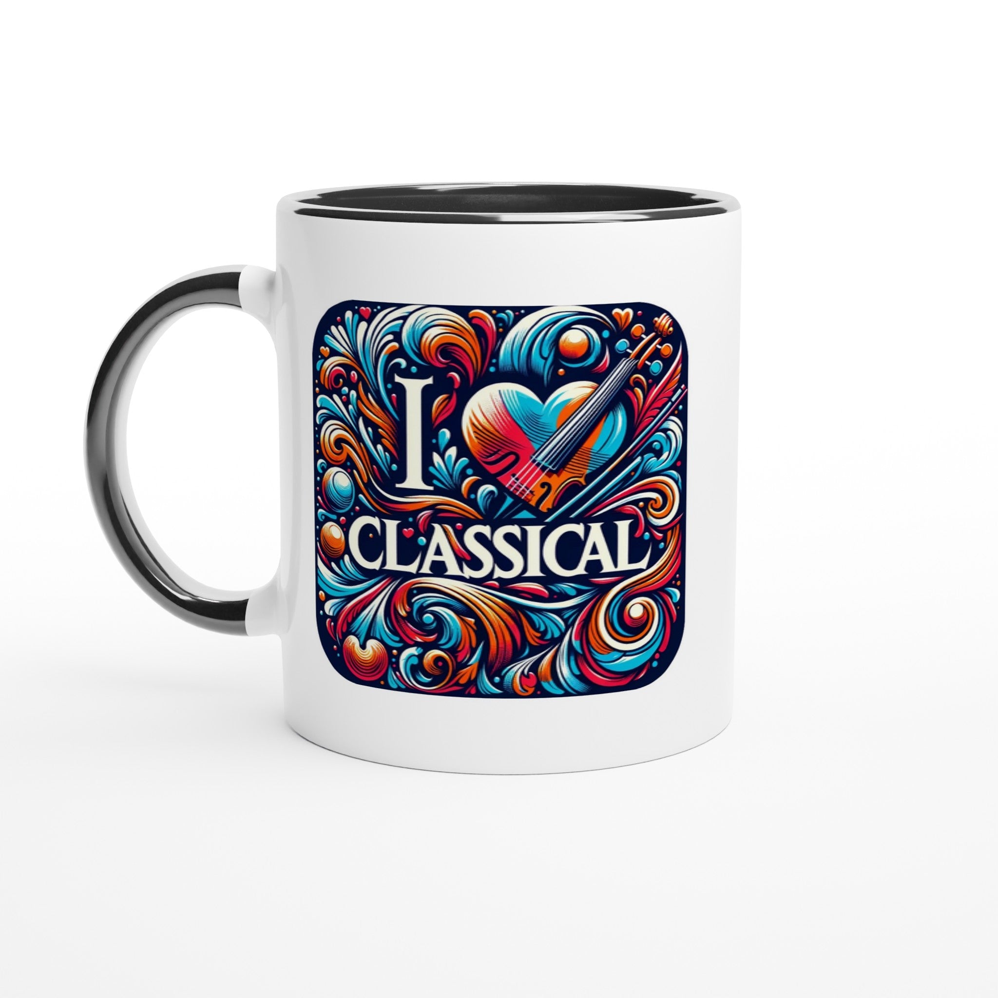"I LOVE CLASSICAL" White 11oz Ceramic Mug with Color Inside