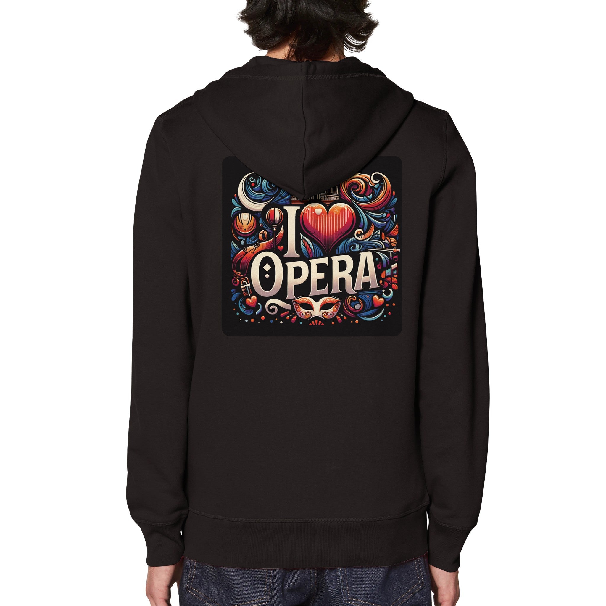 "I love Opera" Økologisk unisex hoodie med lynlås