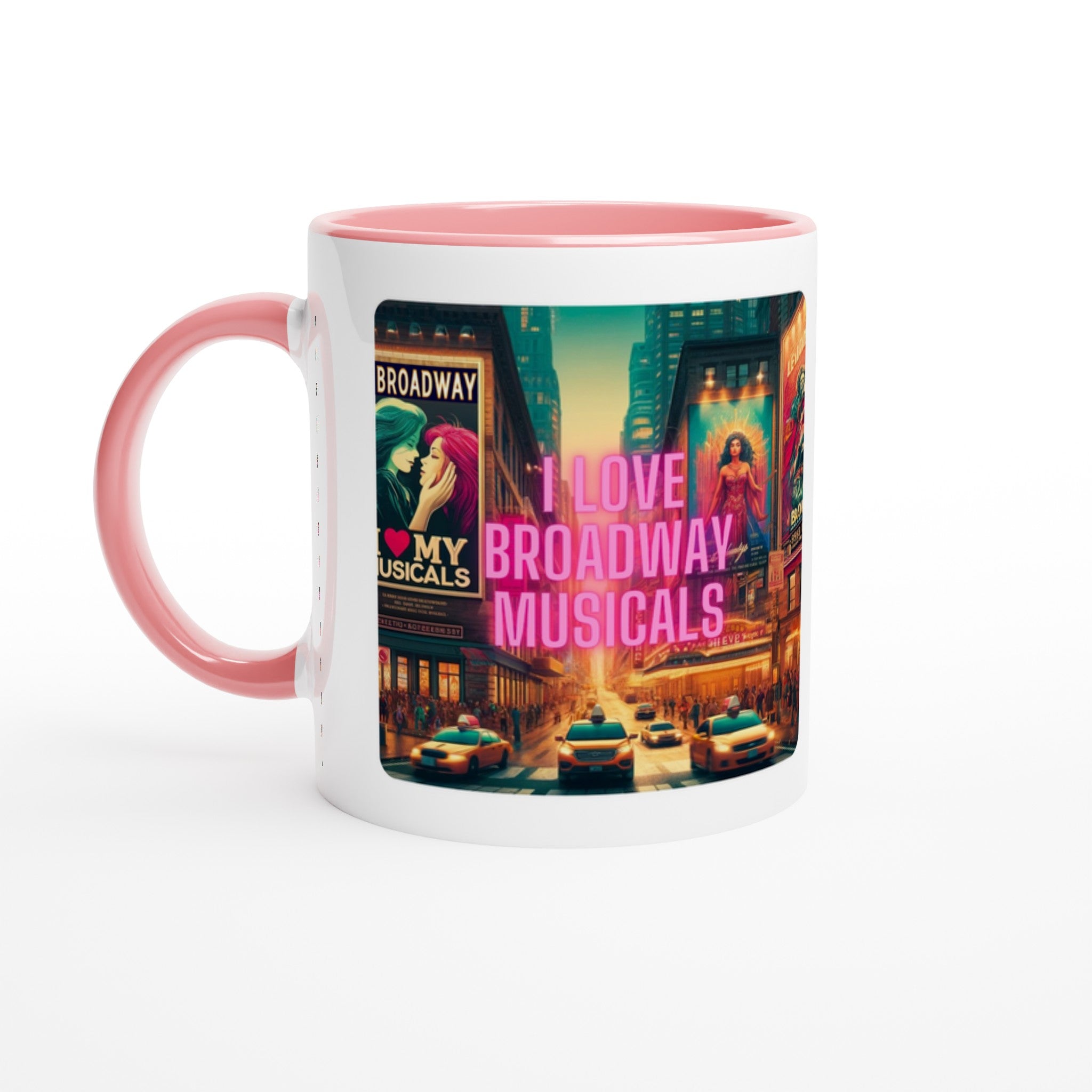 "I Love Broadway Musical" White 11oz Ceramic Mug with Color Inside