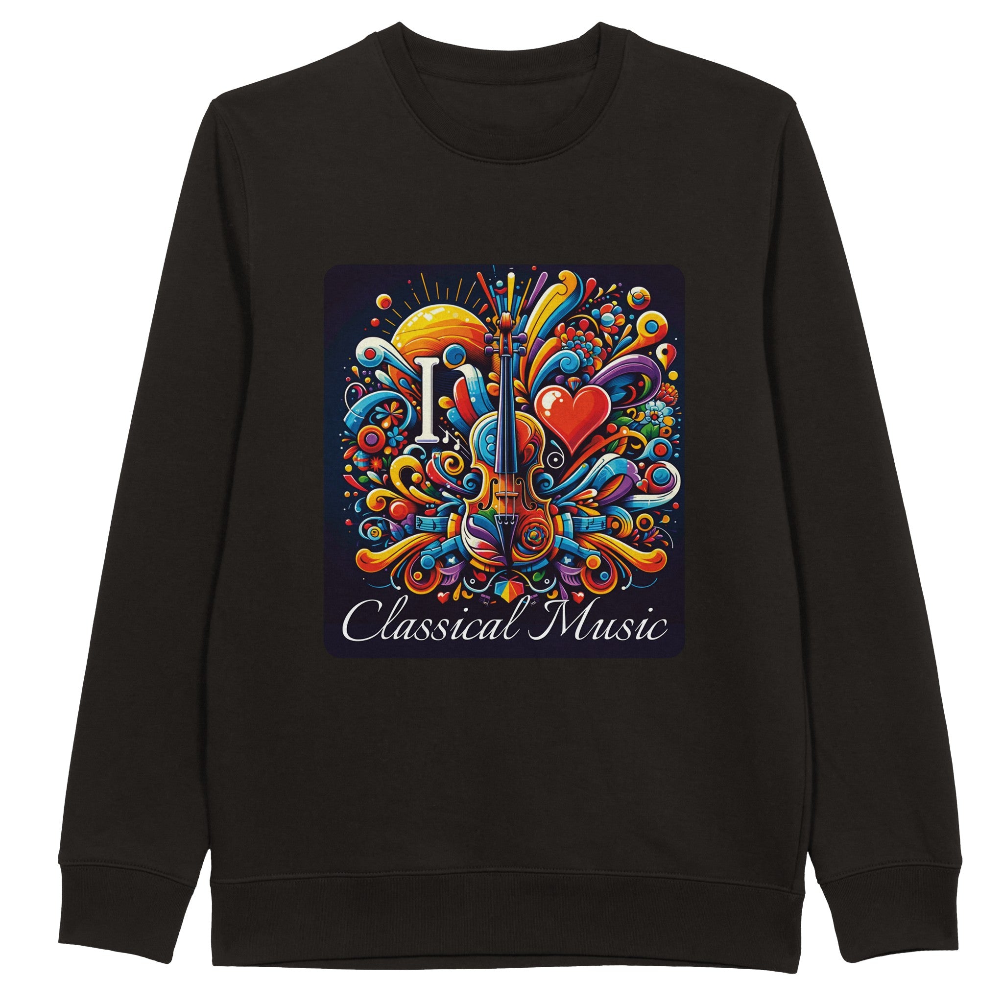 "I love Classical Music" Økologisk unisex sweatshirt med rund hals