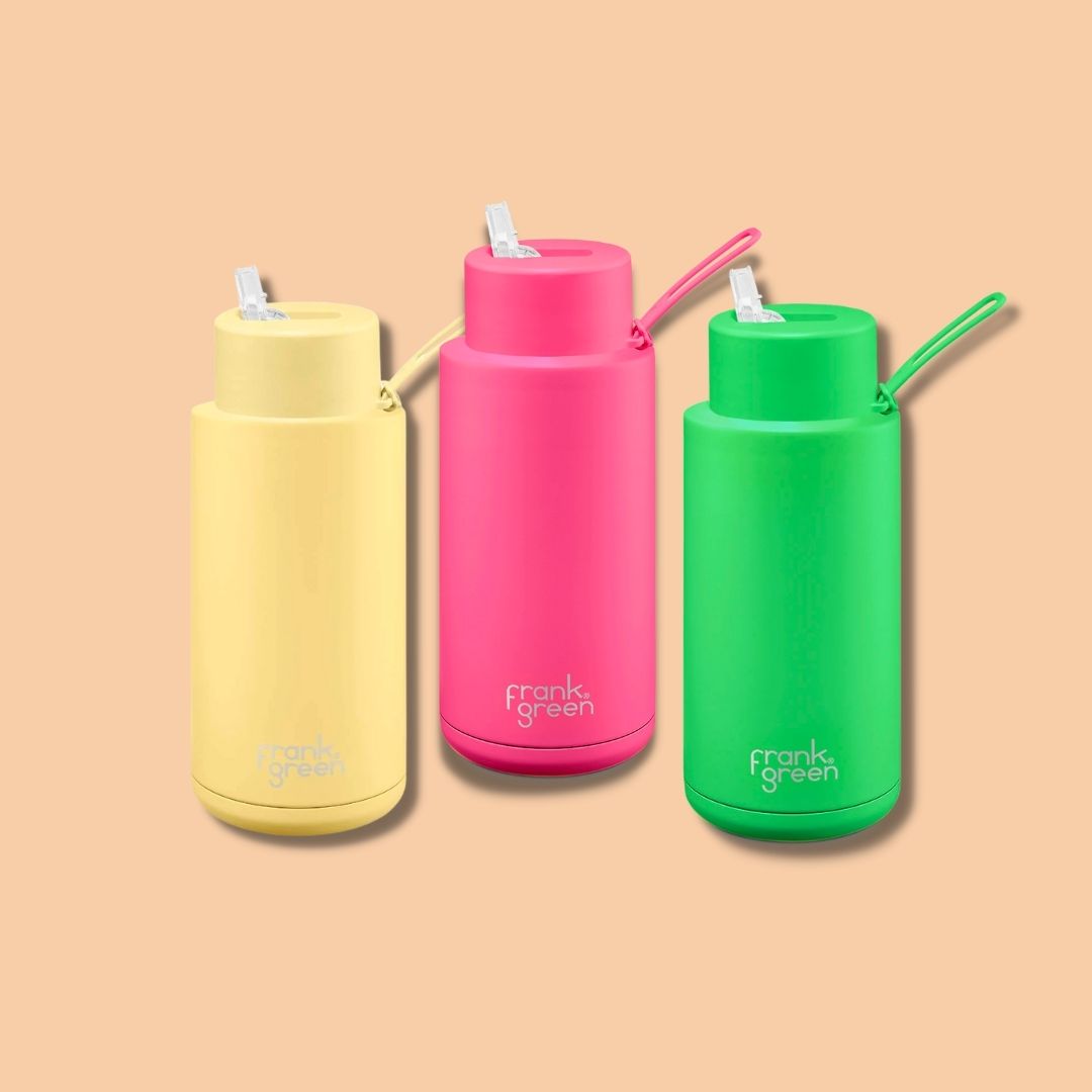 Straw & Button Lid Frank Green Water Bottle — Homing Instincts