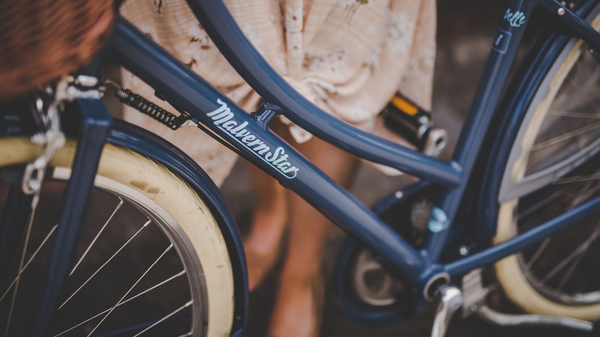 Close up of a blue Malvern Star bike