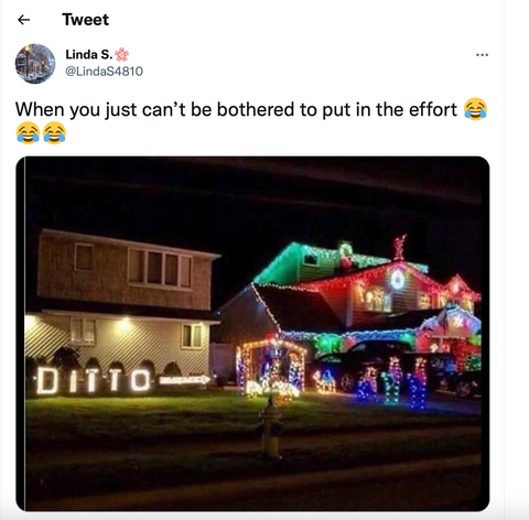 Funny lazy house Christmas lights meme
