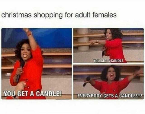 Christmas present shopping for adult females meme