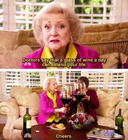 Betty White big wine glasses meme