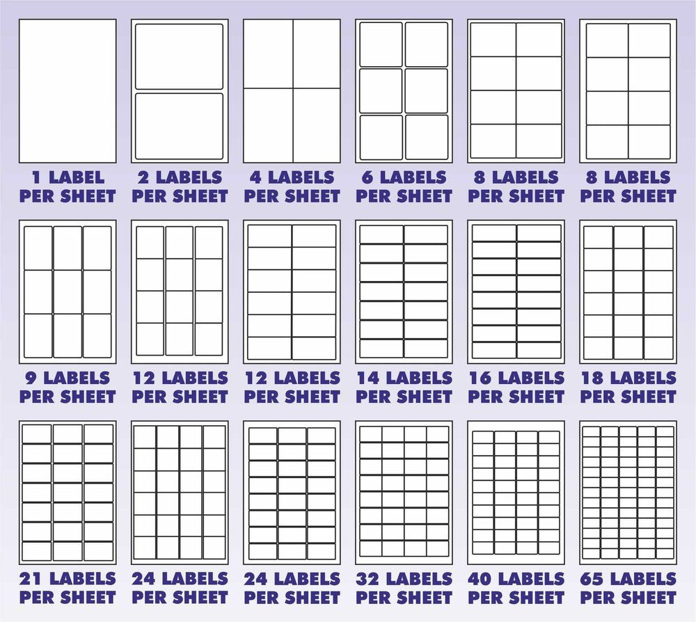 Avery Label Sizes Chart