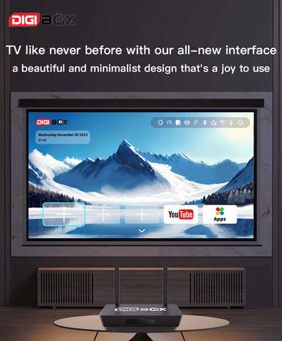 Digibox D3 Plus: New interface with a beautiful, minimalist design for an enhanced TV experience.