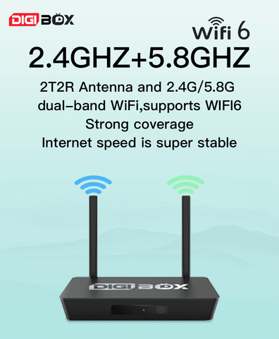 Digibox is equipped with 2T2R antenna and 2.4G/5.8G dual-band Wi-Fi, supporting WlFl6 strong coverage and ultra-stable network speed.