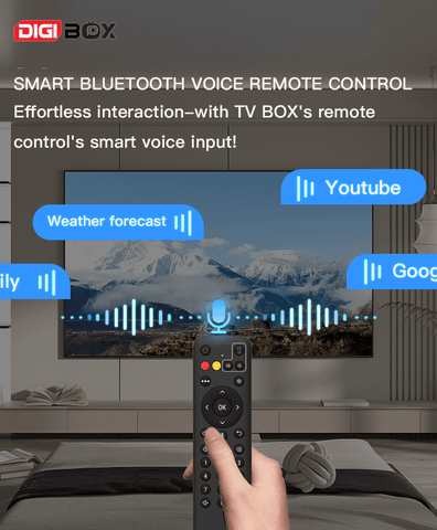 Digibox D3 Plus smart Bluetooth voice remote for effortless interaction with TV Box.
