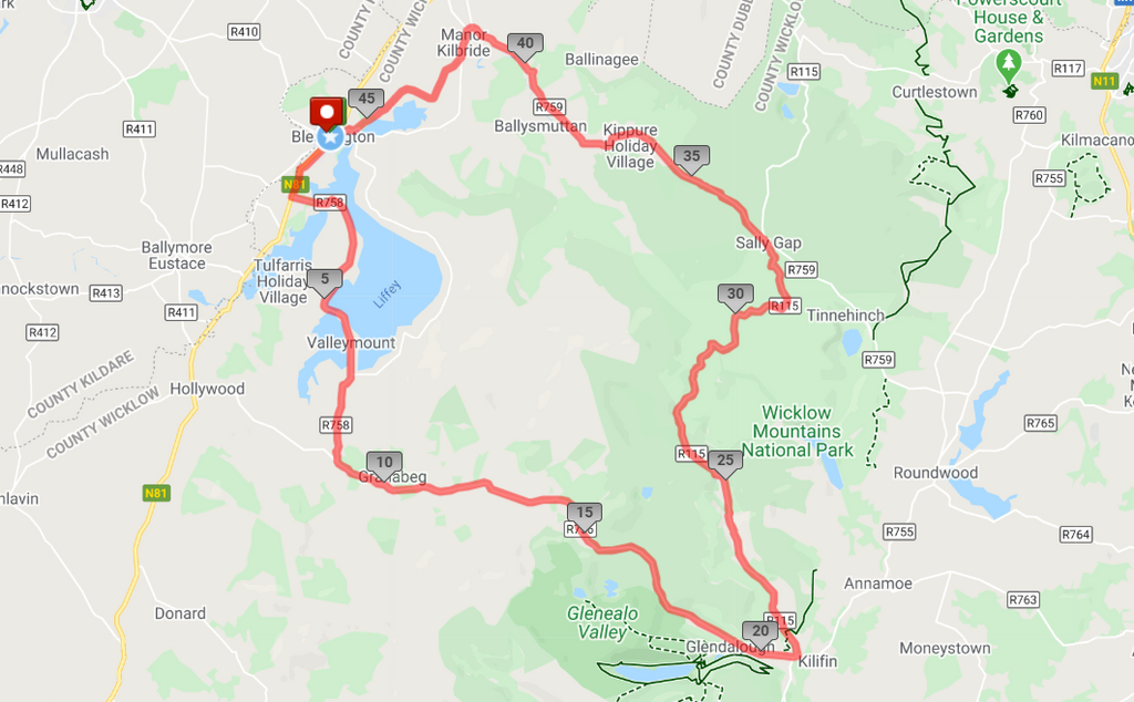 Blessington Lakes Cycling Route