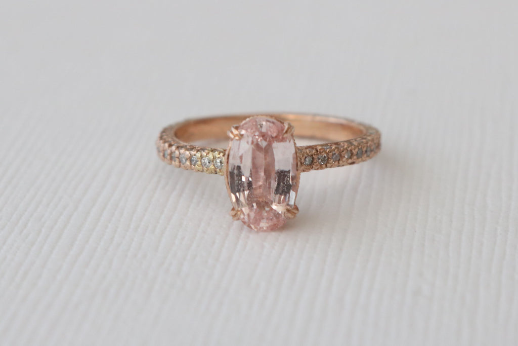 Oval Peach Pink Sapphire Solitaire 