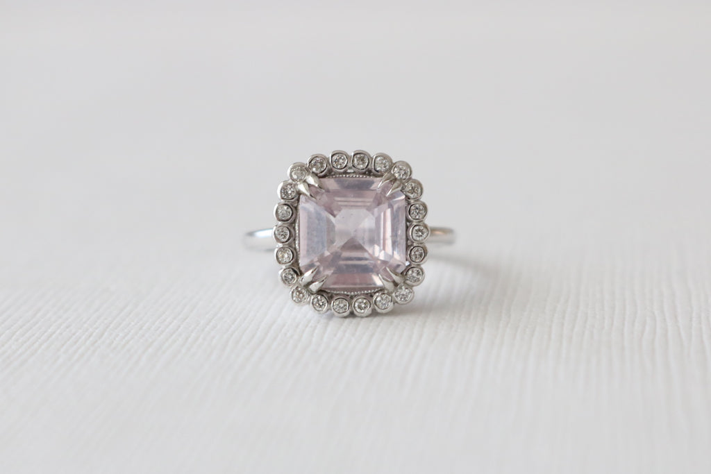 Asscher Cut Peach/Pink Sapphire Diamond 