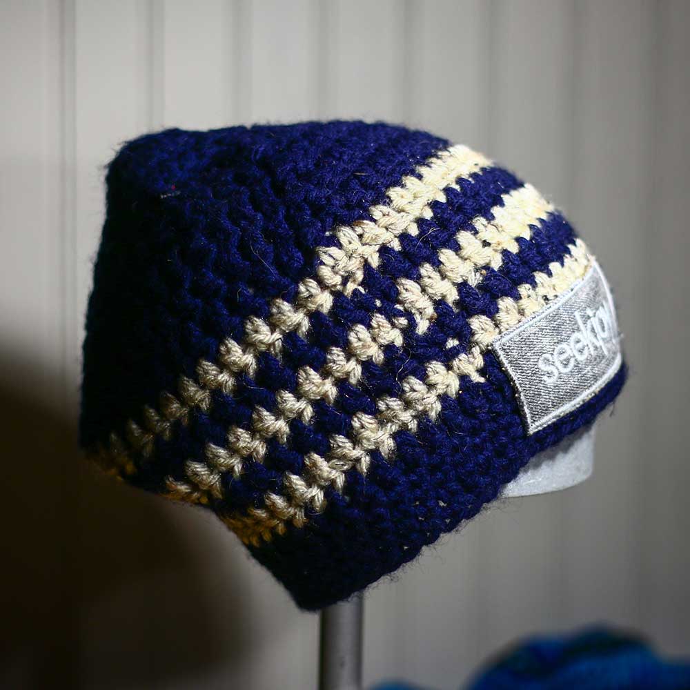 Youth Navy Stripe Crochet Hat