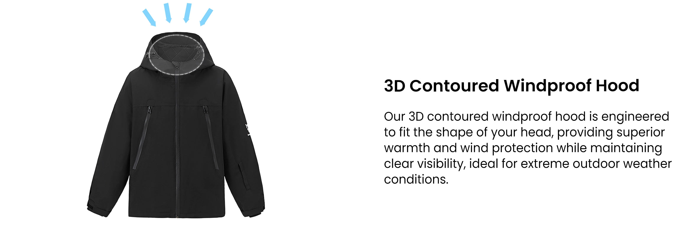 6. 3D Contoured Windproof Hood