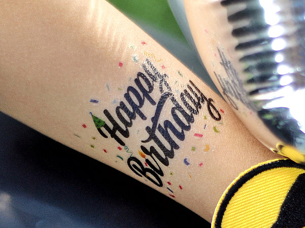 Happy birthday cake color traditional tattoo by female artist Amanda creek  located in Oak harbor Washingto  Happy birthday tattoo Birthday tattoo  Tattoo designs