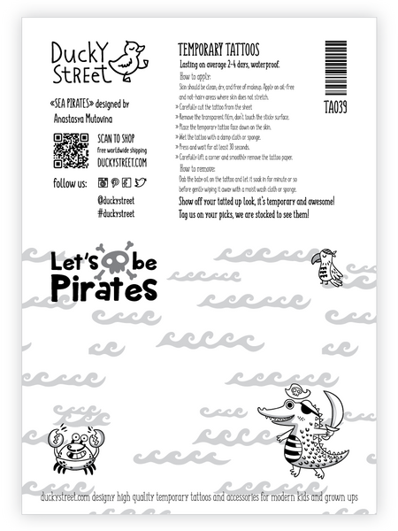 Let's be pirates temporary tattoo kids greeting card
