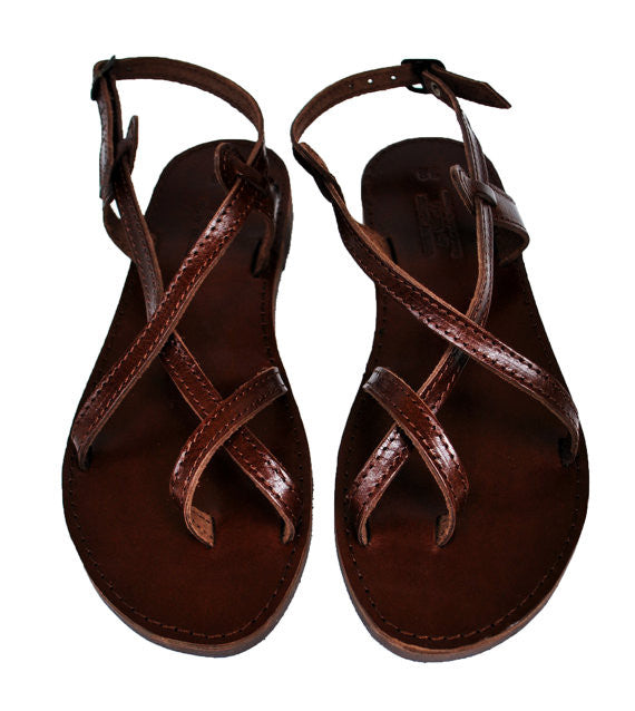 Dark brown sole double strap Maria sandals – Nikolasandals