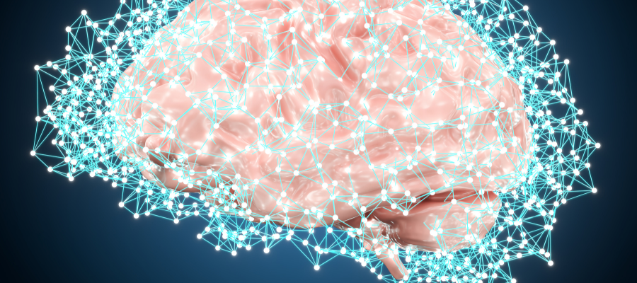 brain energy and electricity graphic design with dark blue background