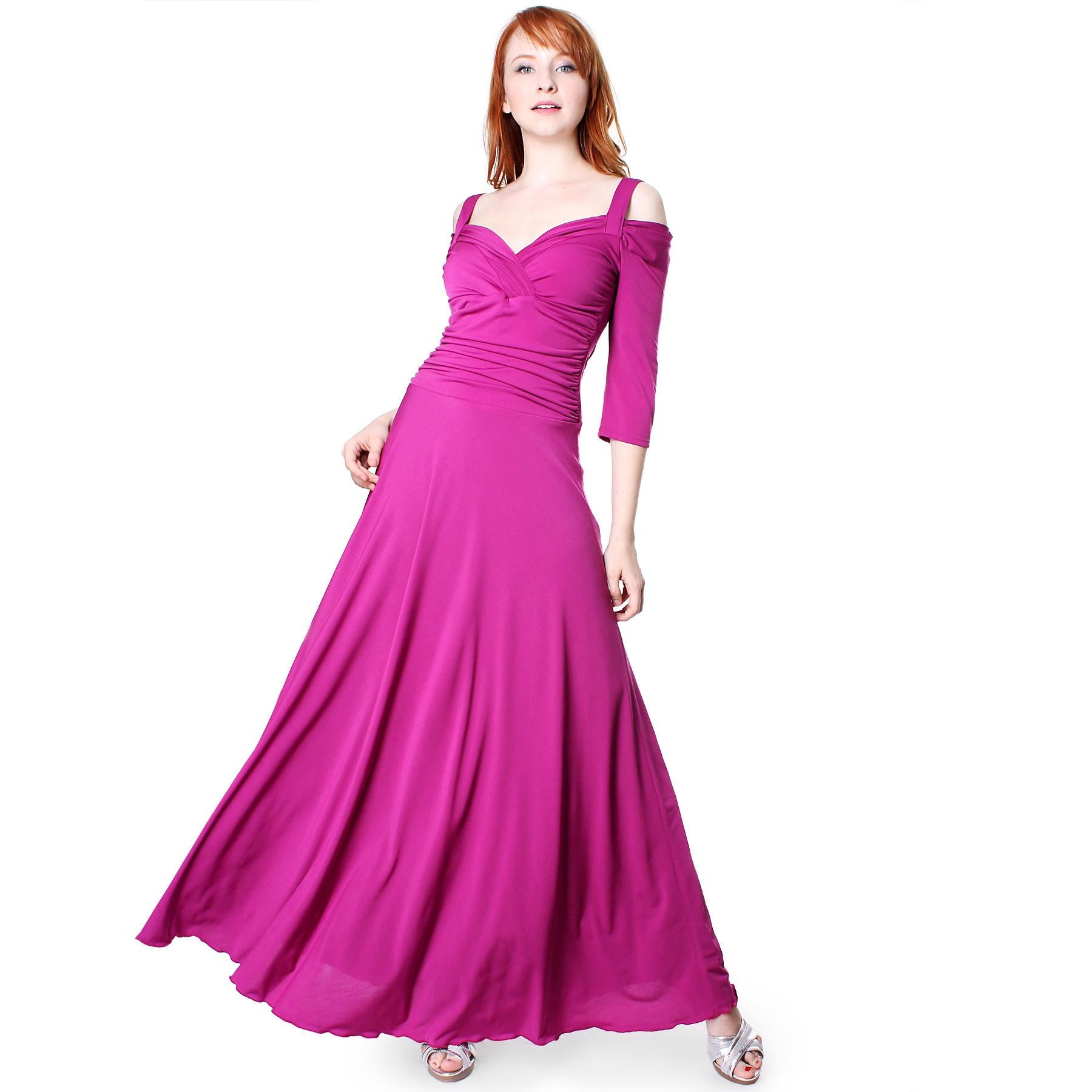 Evanese Women's Elegant Slip On Long Formal Evening Dress with 3/4 ...
