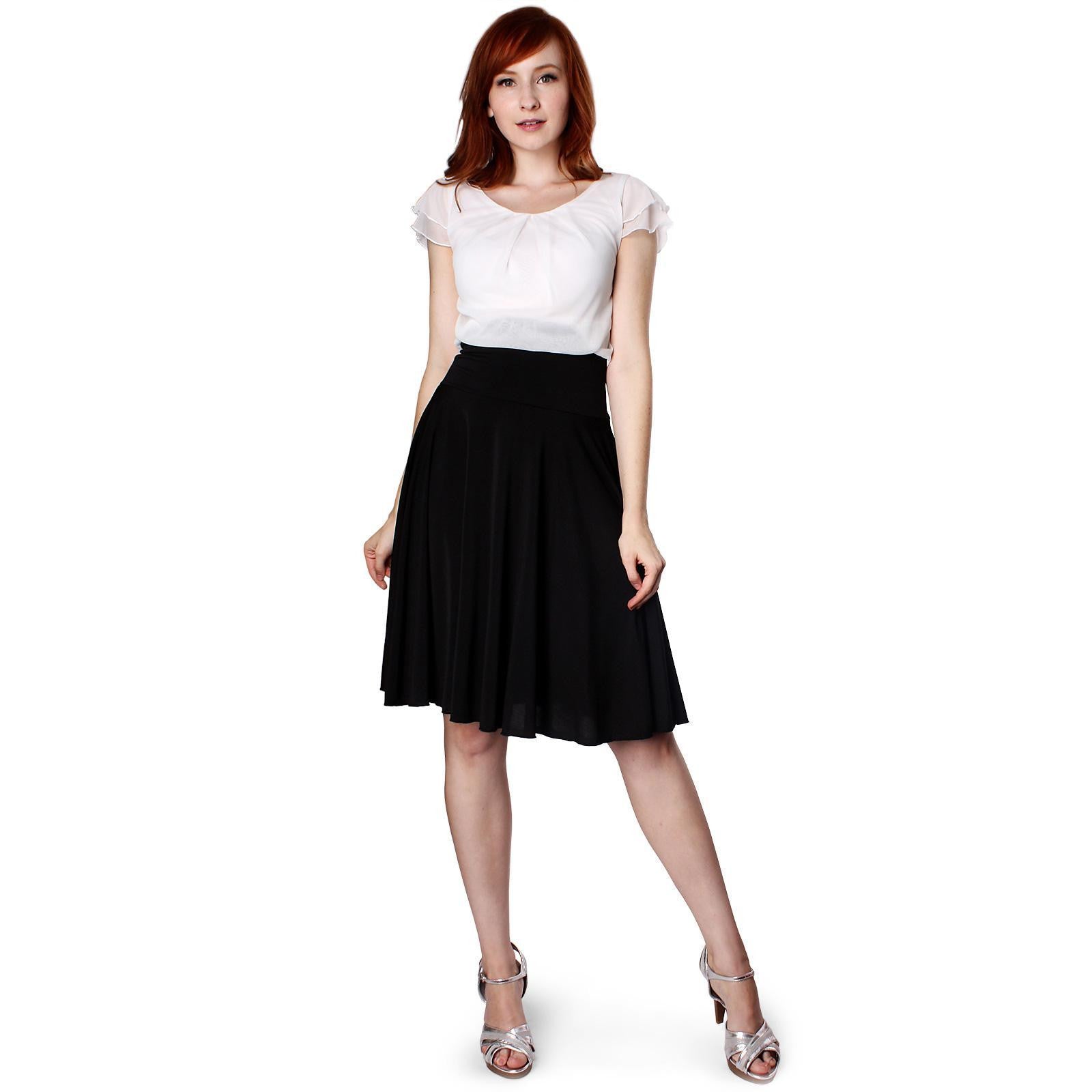 Evanese Women's Double Sleeves Pleat Top and A Line Circle Skirt ...