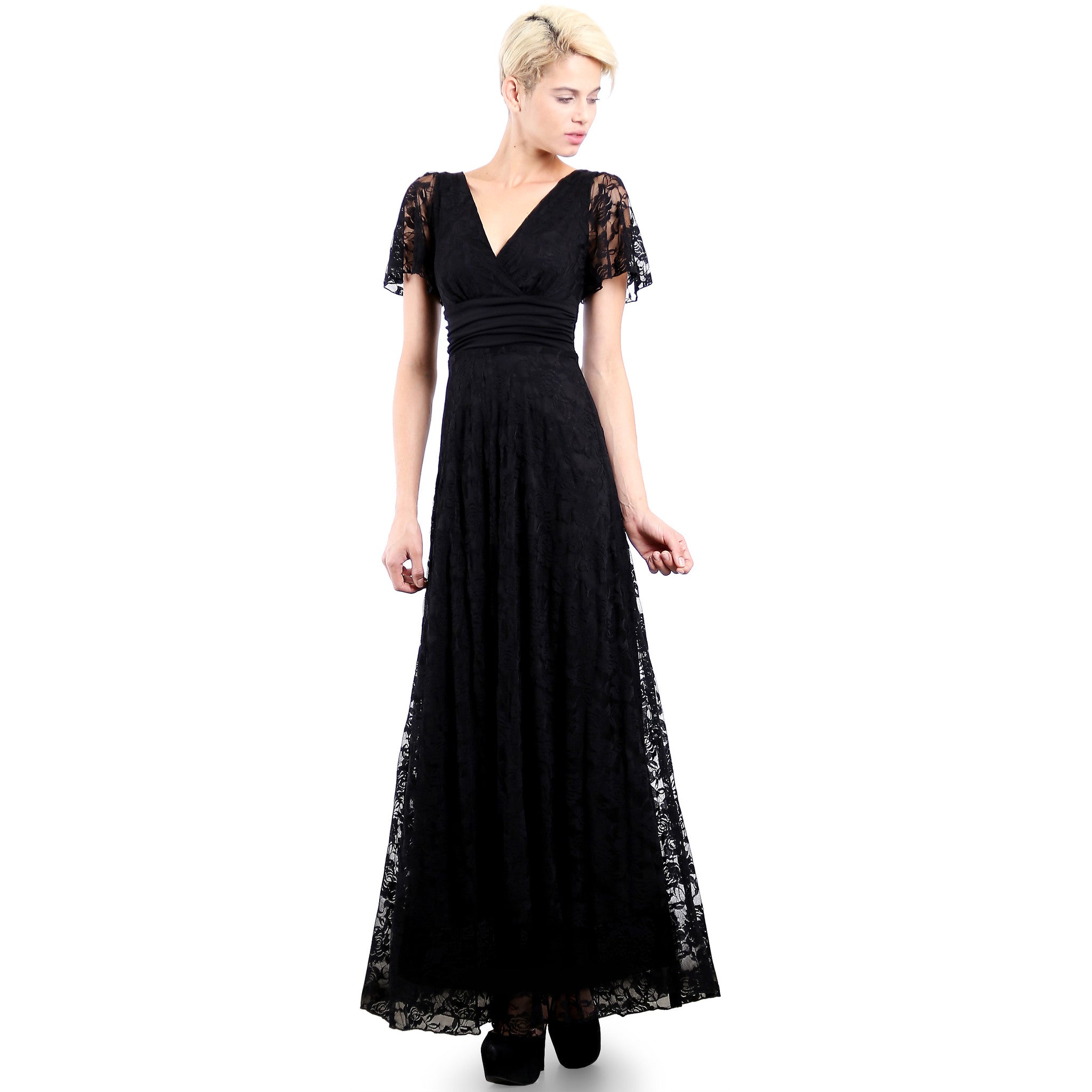 lace empire maxi dress