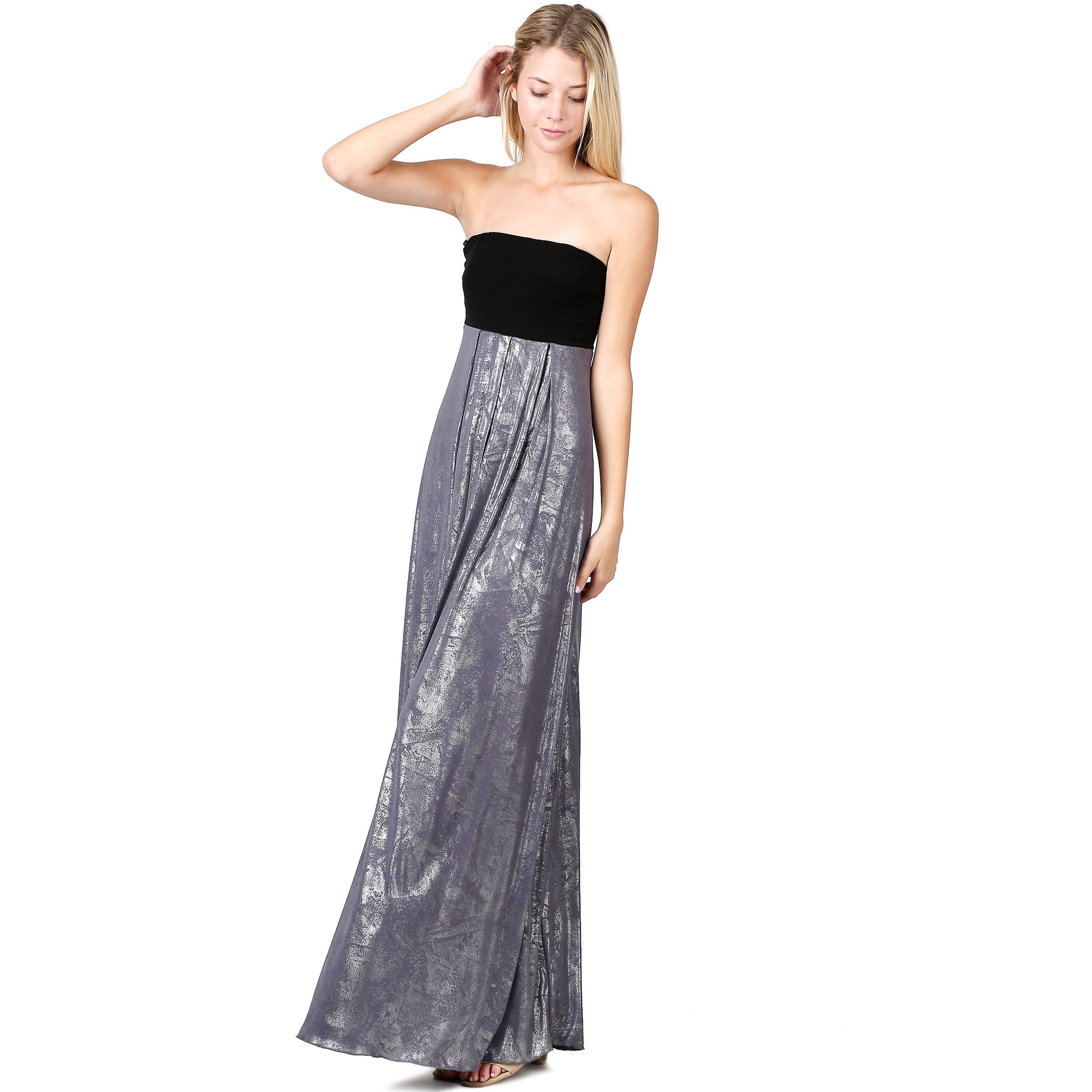 Evanese Women S Elegant Cocktail Strapless Tube Metallic Print