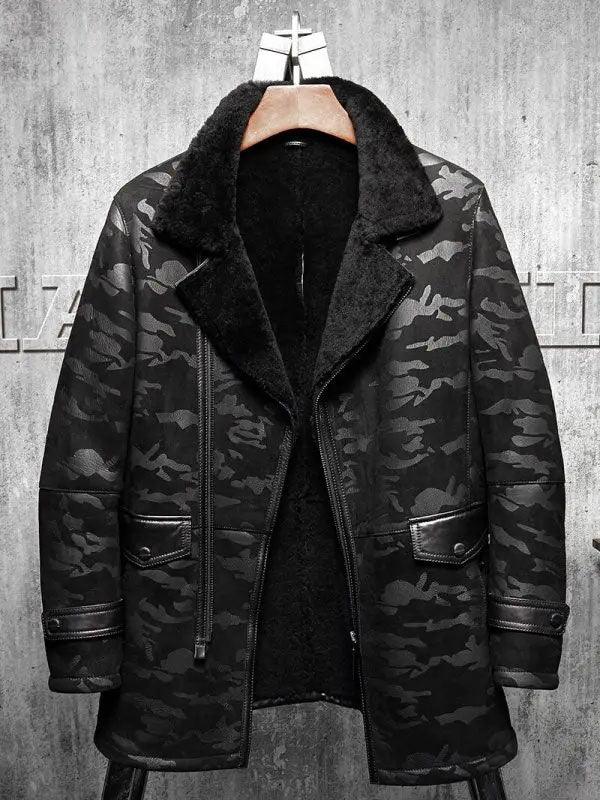 Men’s Flying Fur Pilots Shearling Long Jacket Coat