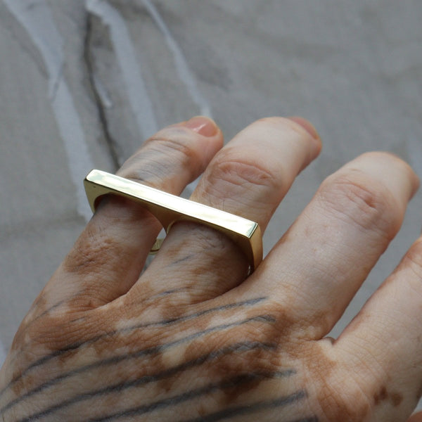 3 Finger Ring Slim Gold Gold Plated Brass / 6 - 7 - 8