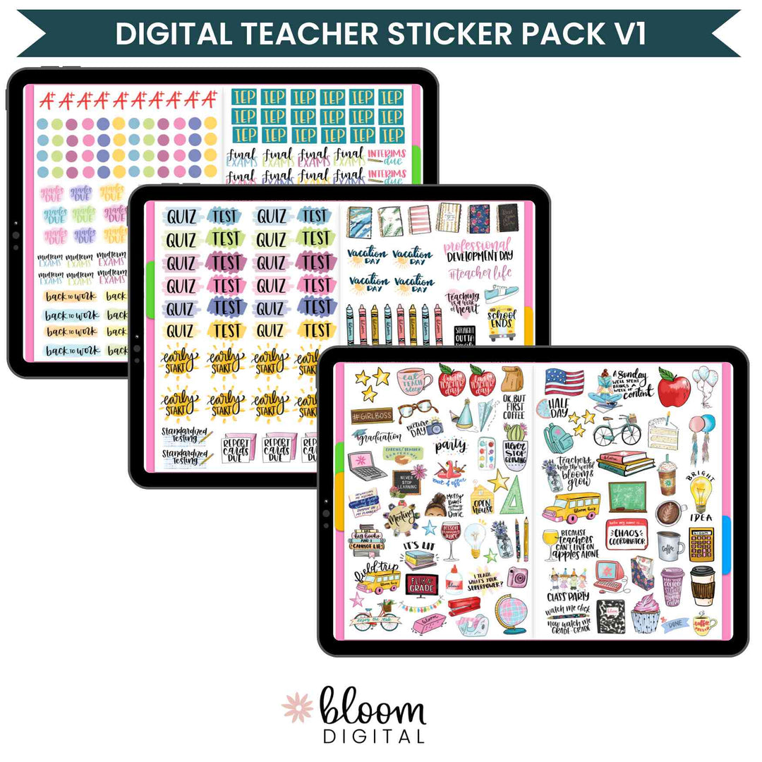 Teacher Stickers  Teaching Digital Stickers Bundle