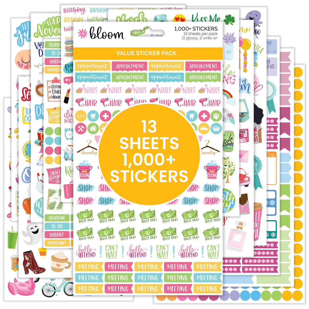 Customizable Color Yourself Value Pack Stickers for Planners and