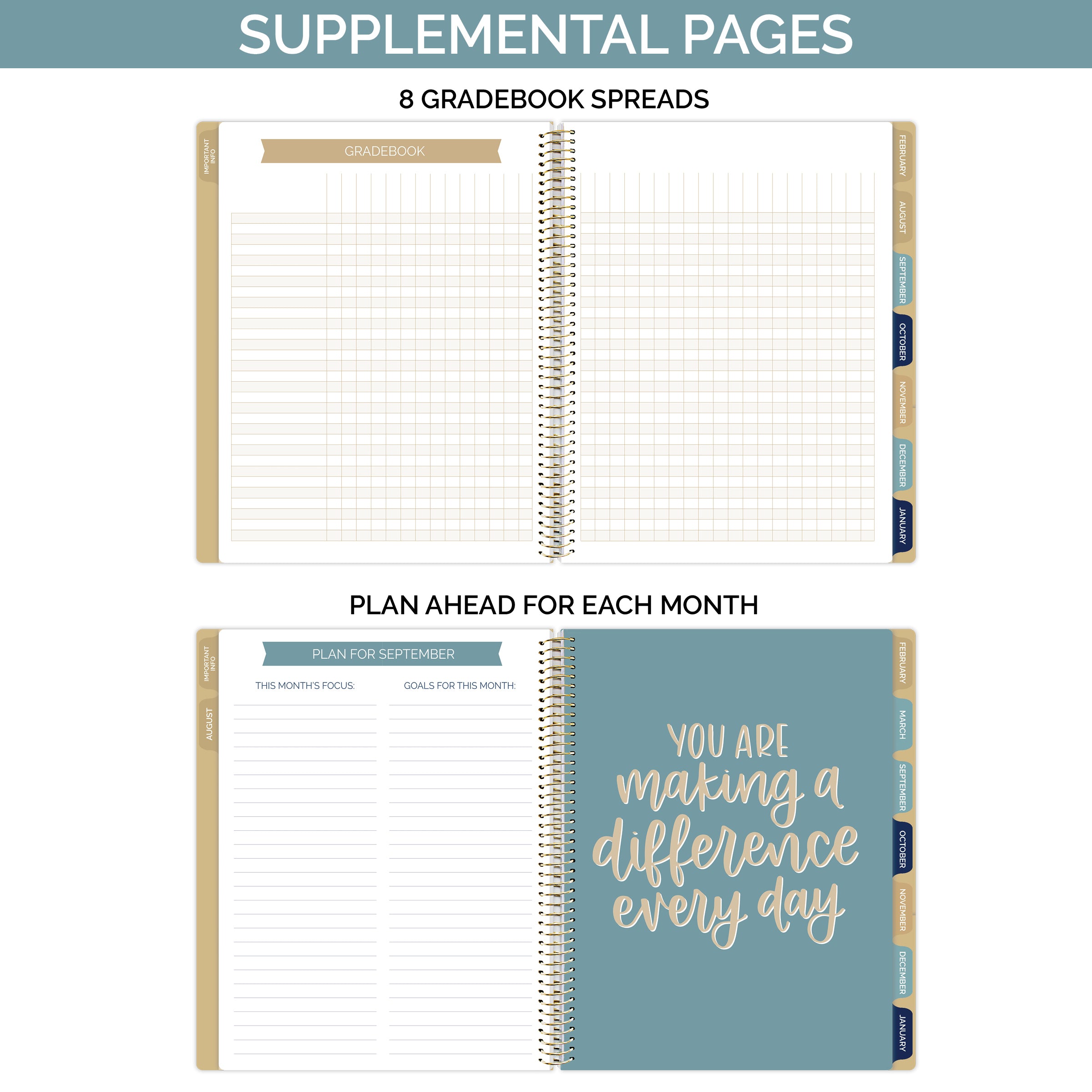 Bloom Daily Planners Planificador de Maestros Sin Fecha y Calendario Cubierta Intercambiable - Imagen 9 de 18