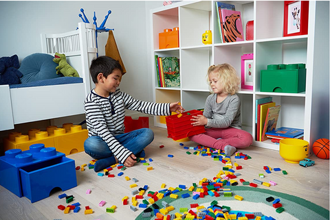 LEGO STORAGE BRICK BOX 8 KNOBS KIDS CHILDRENS BEDROOM PLAYROOM VARIOUS  COLOURS