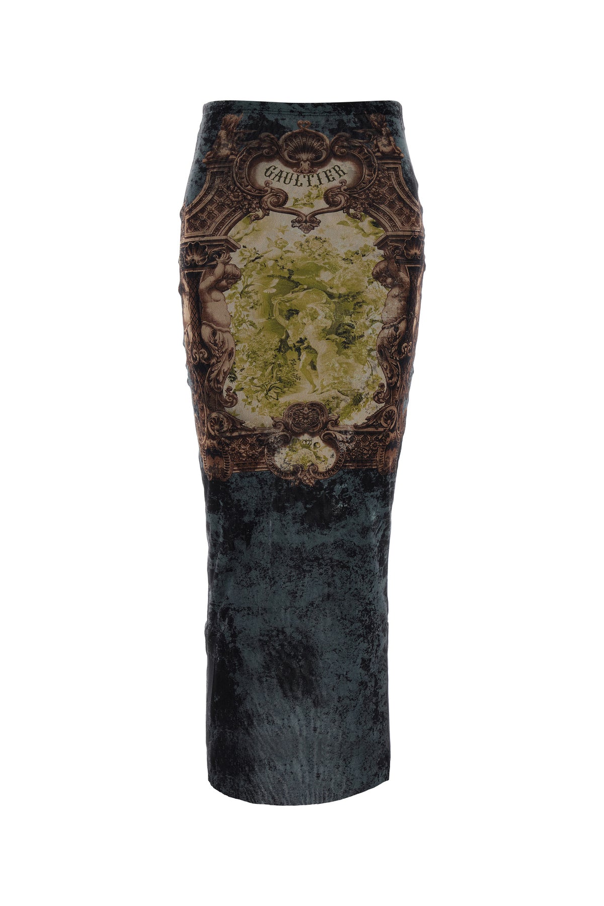 Jean Paul Gaultier Graphic Print Fitted Tulle Skirt In White
