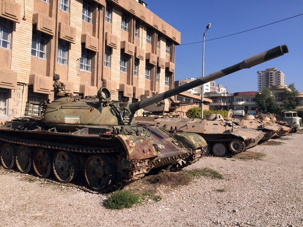 Old Kurdistani tank and other army vehicles