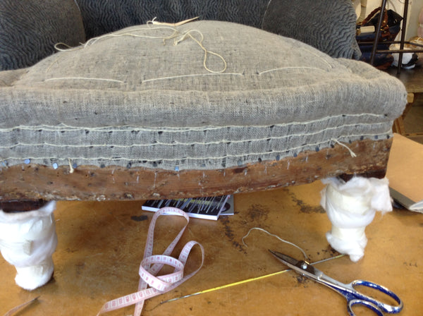Victorian Ironback upholstery: Stitching the front edge